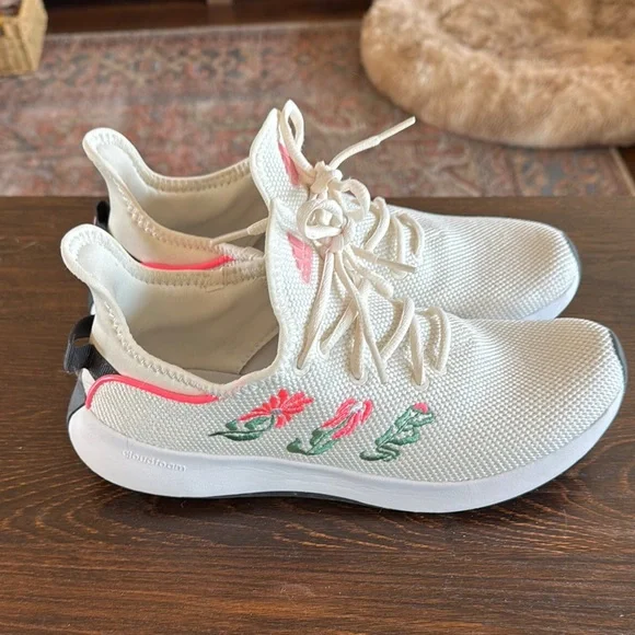 Stylish white Sneakers with Pink Floral Accents - Picture 3 of 5